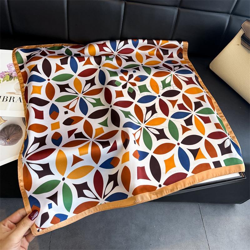 Damen S Geometrisch Bedruckter Seidenähnlicher Quadratischer Schal Für Den Sommer