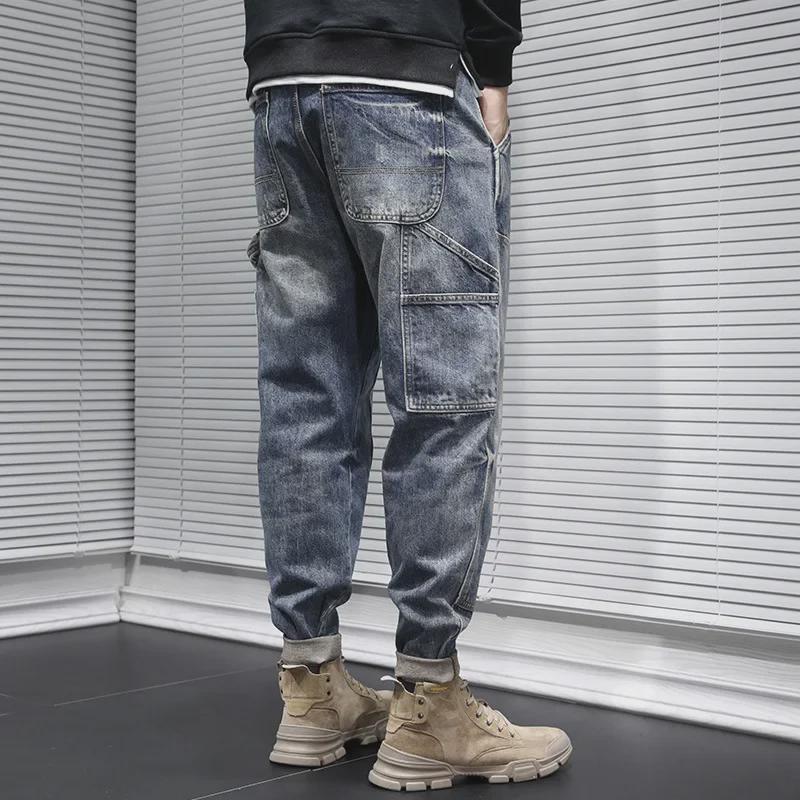 Men's Fashion Workwear Harem Jeans: Spring/Autumn Trendy Straight Loose Fit