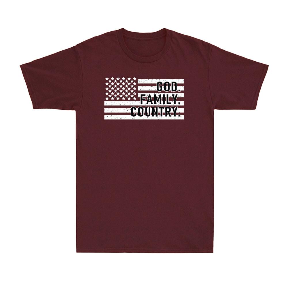God Family Country with Patriotic American Flag Distressed Vintage Unisex's T-Shirt