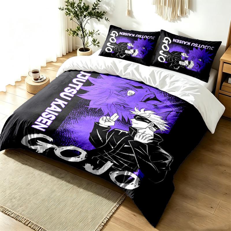 Jujutsu Kaisen 3pc Duvet Cover Set Simple Modern Bedding Set Wrinkle Resistant Soft Fabric All Season Use a perfect gift