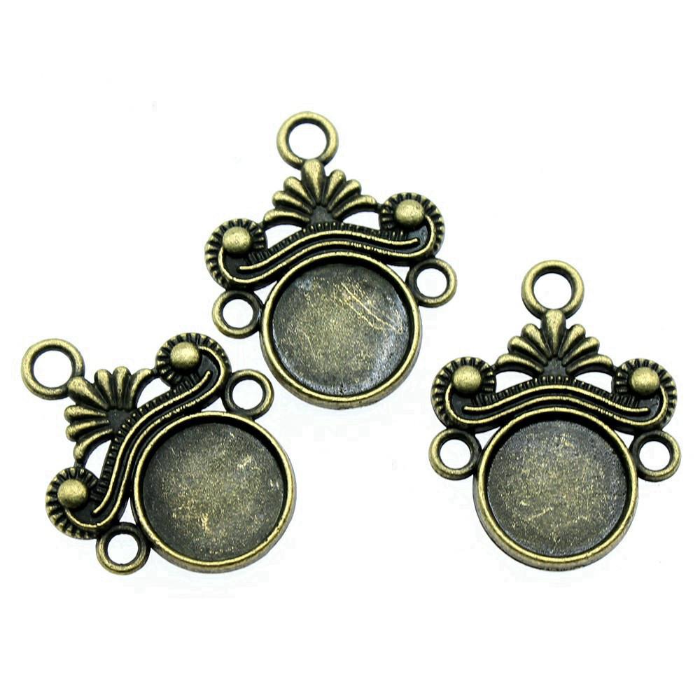 Floral Multi Loop Charm Vintage Filigree Findings Fit Flat Cabochon For Jewelry DIY