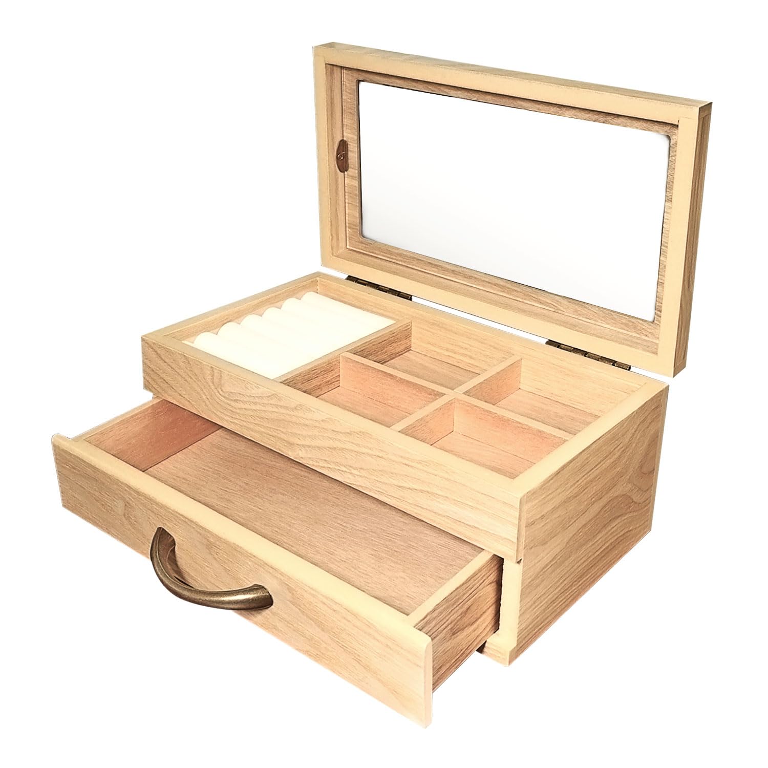 

Sears Wooden Jewelry Natural for and Large Capacity Box, Brown, s98-0001-nb, Necklaces, Rings, Earrings,