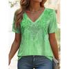 T-Shirt Vintage Graphic Fashion Short Sleeved V-Neck Regular Tops Daily Print Tee Summer Spring Casual Tops