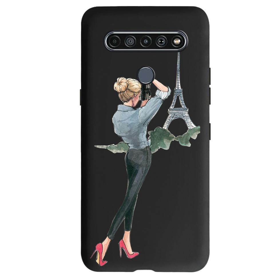 Black TPU Cover For LG K61 2020 CaseCute Cat Pattern Coque For LG K61K 61 LGK61 Luxury Matte Shockproof Protection Etui Bumper