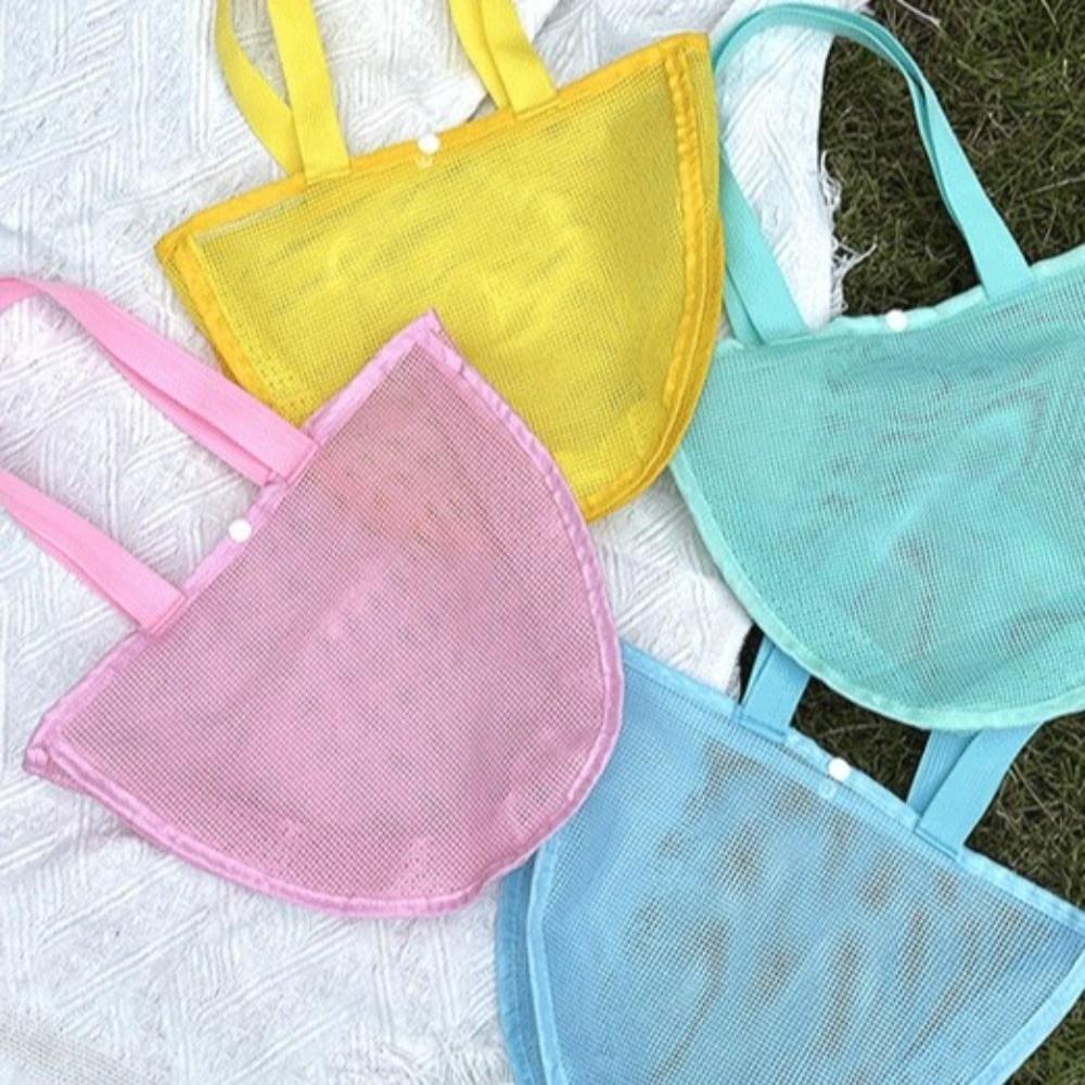 Waterproof Solid Color Mesh Pouch Lightweight Toy Storage Bag Cute Beach Bag  Gift