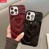 INS Glossy Love Heart Phone Case For iPhone 16 Plus 15 14 13 12 11 Pro Max Cute Fashion 3D Wavy Pattern Bumper Shockproof Cover