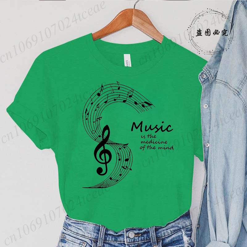Sommer Mode Marke Damen T-Shirt Kleidung Musiknote Aufdruck T-Shirt Kleidung Y2k Streetwear T-Shirt Musiknote Liebhaber T-Shirt Tops