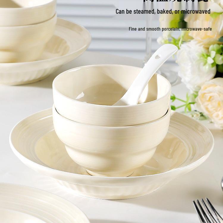 2025 Stylish 10-Piece Ceramic Underglaze Bowl Set - Elegant, High-Quality Tableware for Home Use