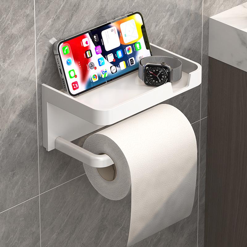 Wall-Mounted No-Punch Bathroom Tissue and Towel Holder