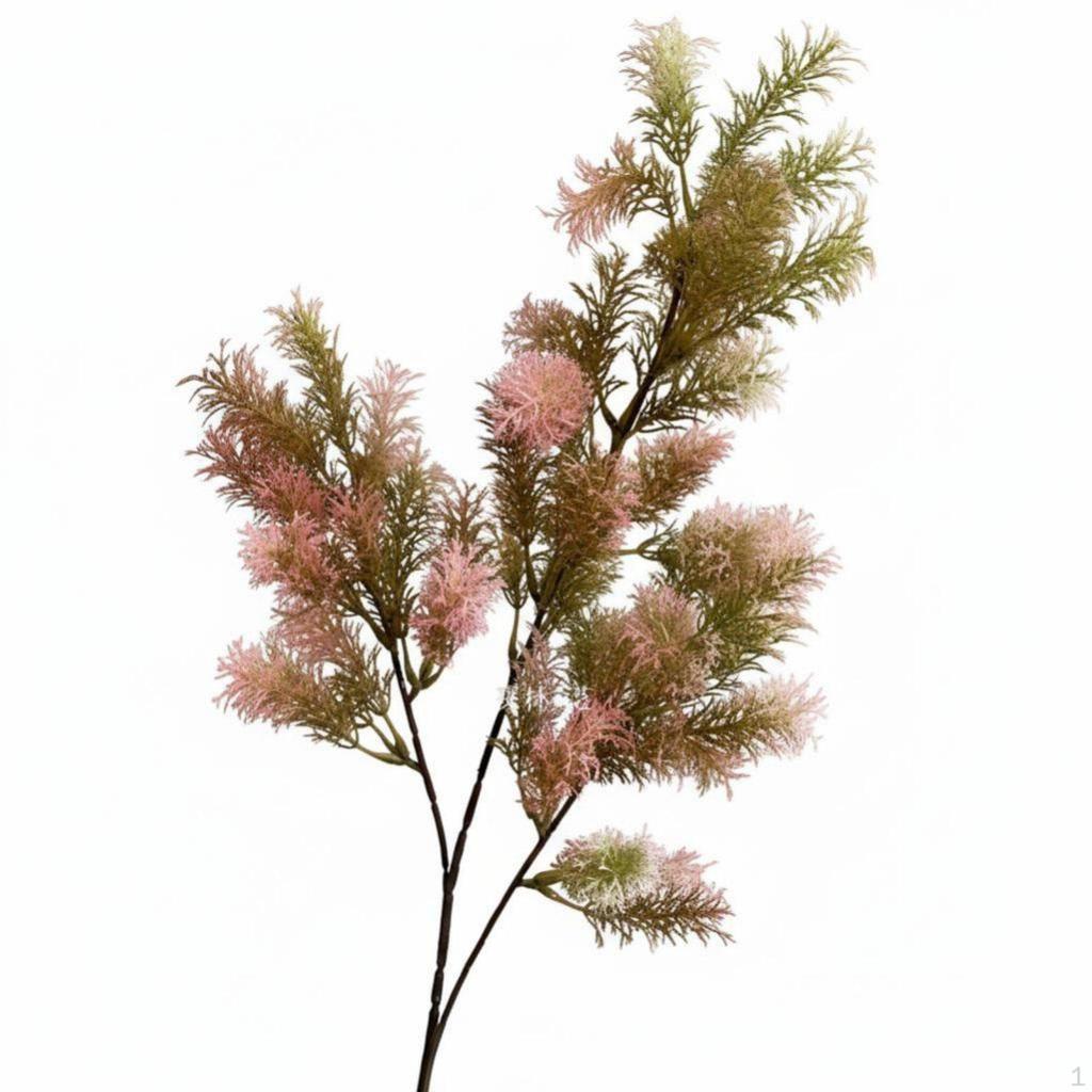 Pine Needle Artificial 3Branch Plastic Greenery, Bushy Wedding Decor, Home Arrangement White Green