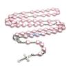 A5YD Catholic Rosary Necklaces Heart Bead Pendant Religious Jewelry Gift