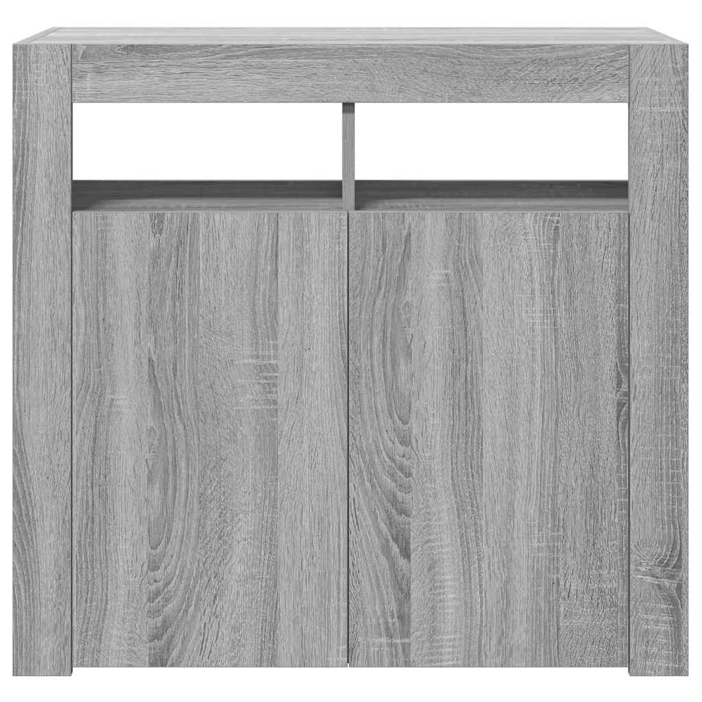 vidaXL Sideboard mit LED-Beleuchtung Grau Sonoma 80x35x75 cm