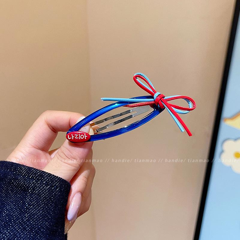 

Color Block Bow Hair Clip - Women s Christmas BB Side Clip for Baby Bangs, Snap Headwear