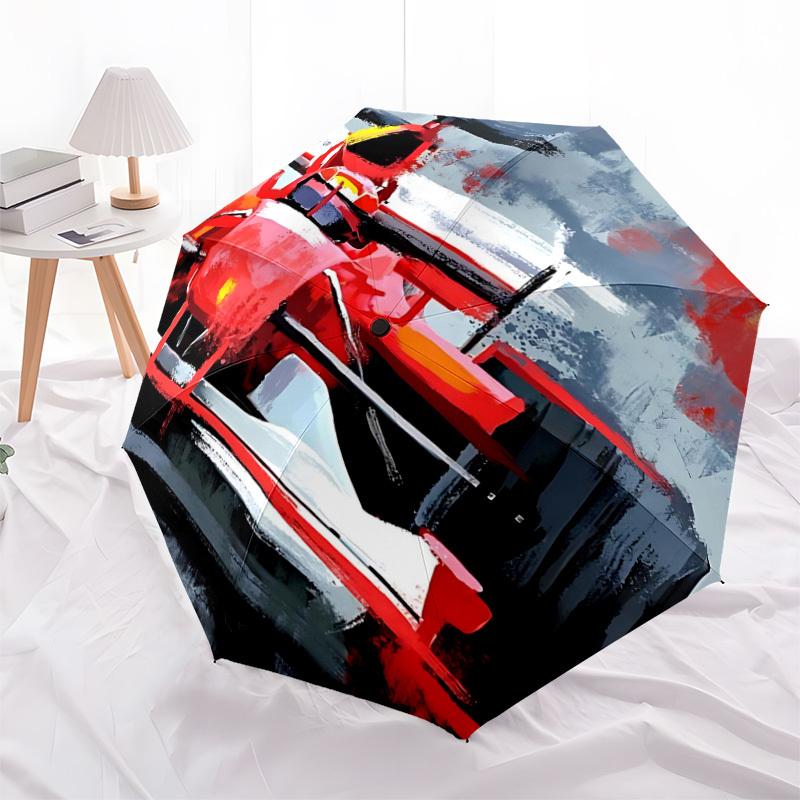 1 pièce Formule 1, Voiture de Course Parapluie Pliant Automatique Portable Pliable Parapluie à 8 baleines pour Toutes Saisons, Accessoire d'Extérieur Décontracté, B54