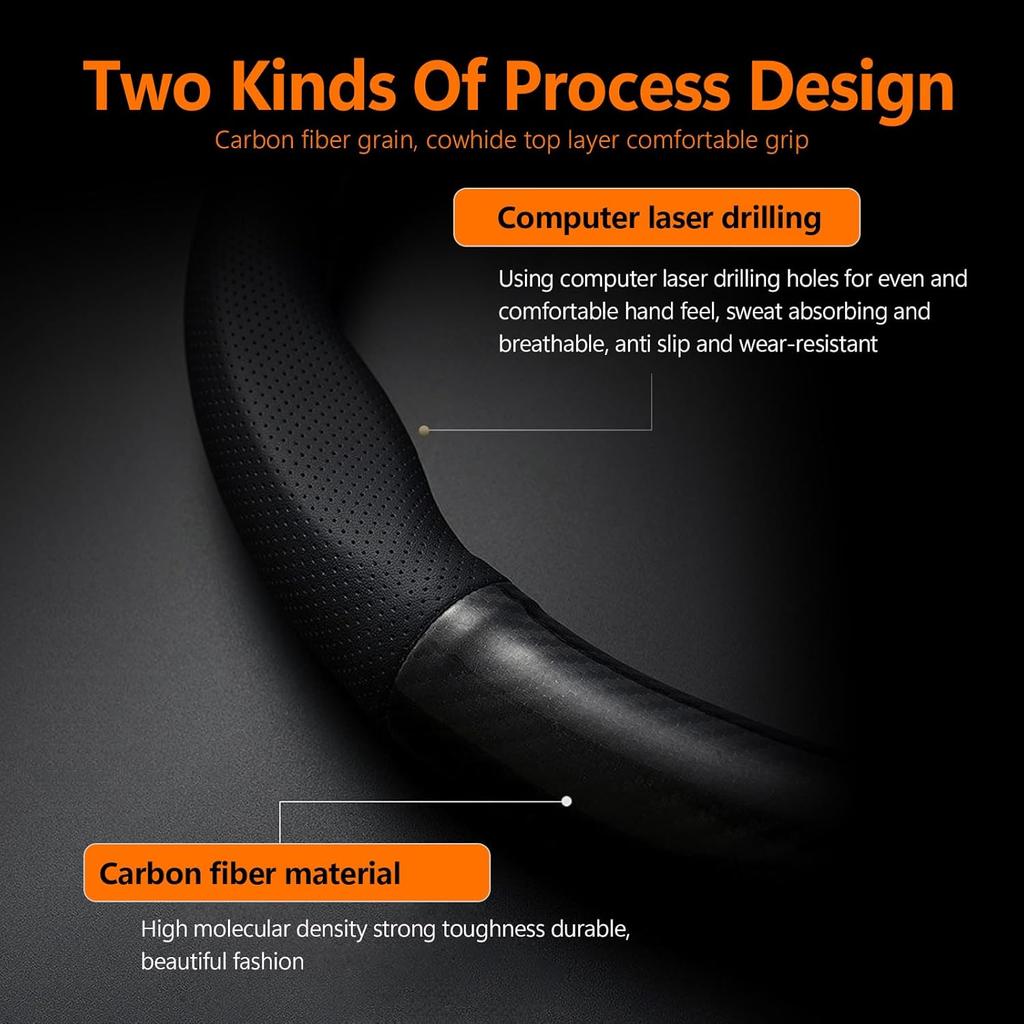 1 Pack Car Breathable Steering Wheel Cover, Wear -Resistant Steering Wheel Sleeve, Carbon Fiber Non-Slip Steering Wheel Protector, Four Seasons