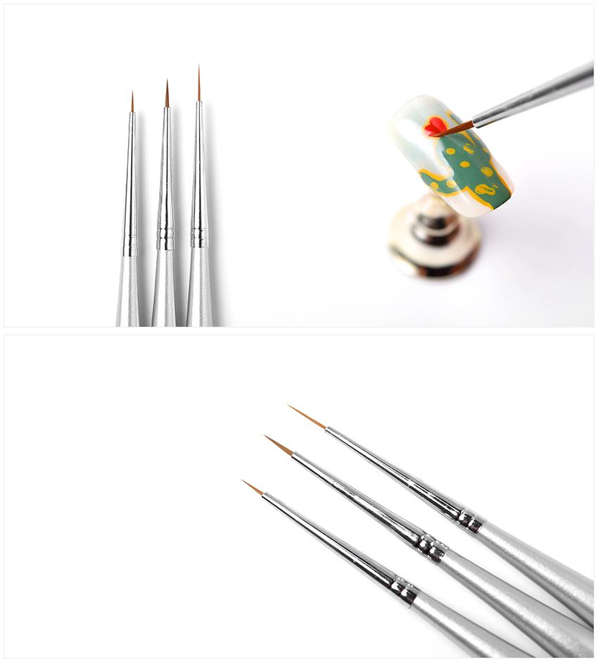 kads 15Pcs Nail Art Liner Brush Set French Lines Stripe Flower Painting Pen Drawing Brush Manicure Tools Silver Color Handle