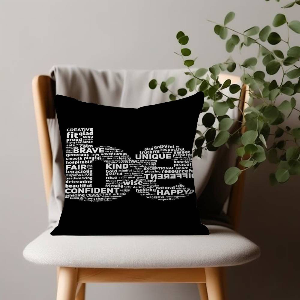 Motivational Quotes Black Minimalist Pillow Cover Sofa Cushion Cover Home Room Decoration Children Gift