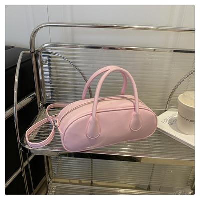 Niche Simple Solid Color Bowling Bag New Retro Pillow Bag Versatile Commuter Portable Shoulder Messenger Bag