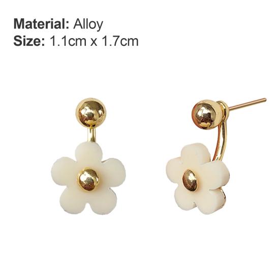 1 Pair Ear Studs All-match Accessories Flower Alloy Double Side Earring for Party