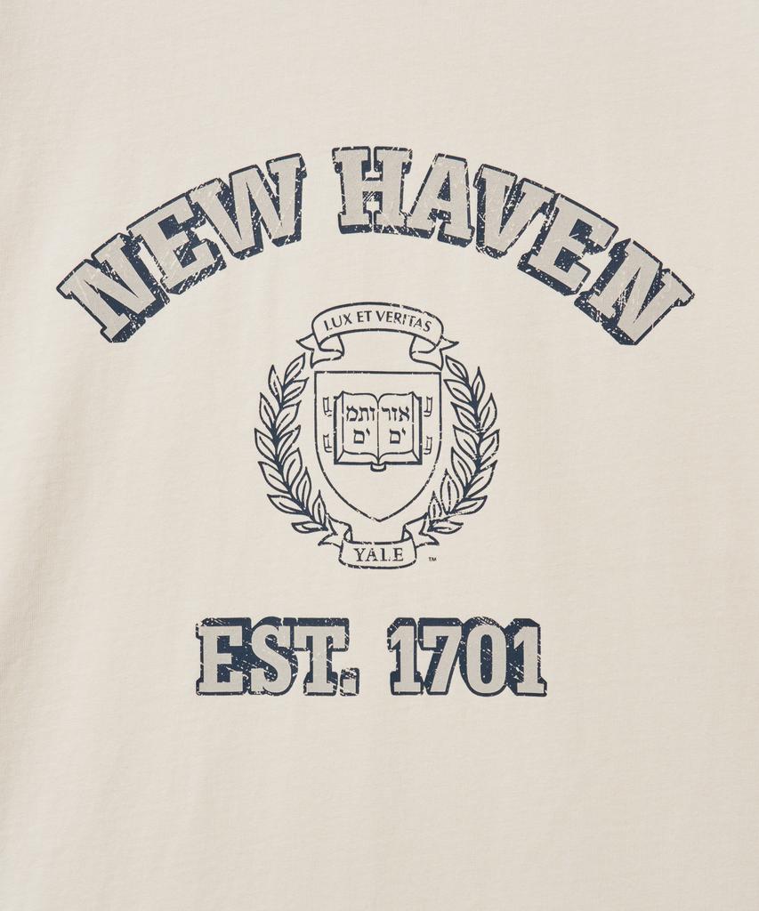 YALE New Haven Graphic Ringer T-Shirt_Cream