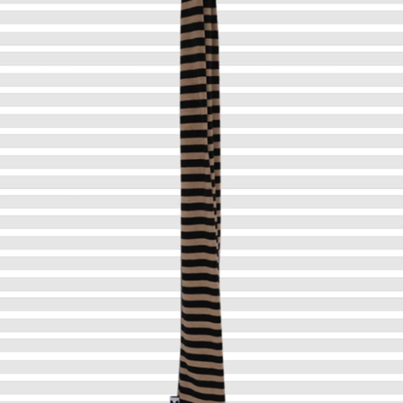minmin Stripe Muffler (Black Beige)