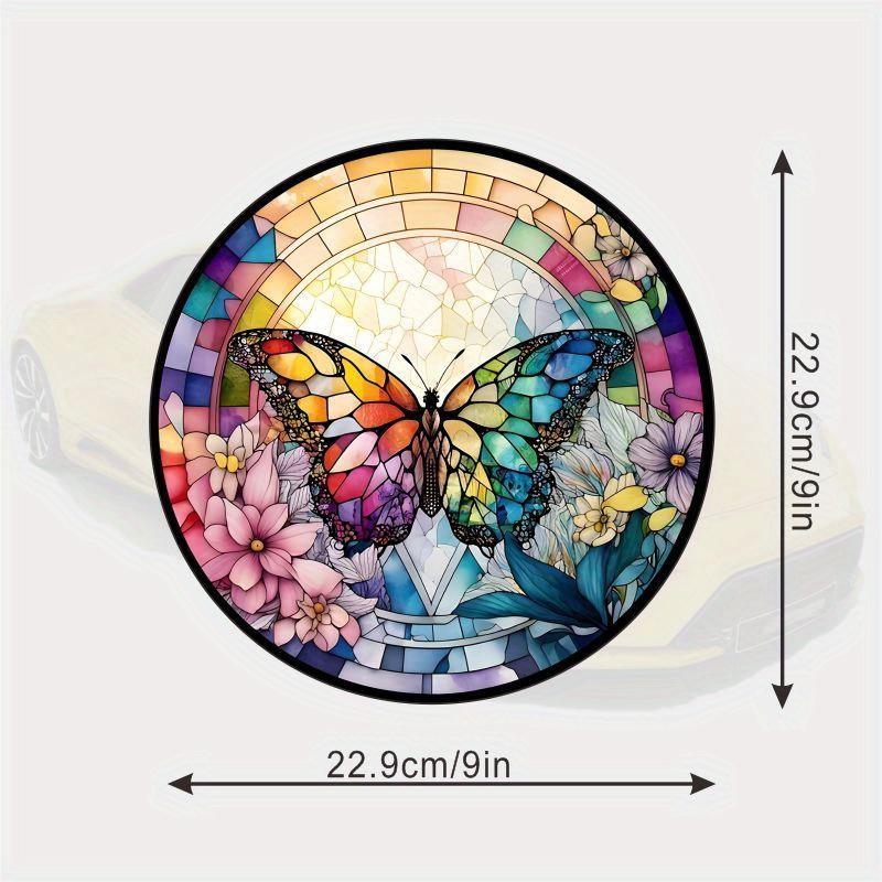 

Butterfly Flowers RV Home Window Glass Electrostatic Stickers Non Adhesive Static Cling Glass Decals Anti-collision Decoration#6