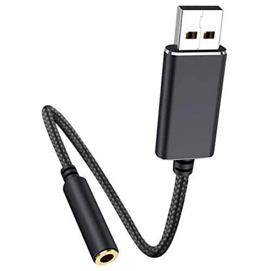 

USB external sound card conversion mini jack conversion cable USB to conversion conversion cable 3.5mm earphone/microphone 20cm/100cm [Rosebe] 3.5mm