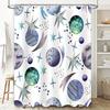 Starry Night Space Shower Curtain Fabric for Bathroom Decor Waterproof Home Decoration Blue Green Purple Stars Planets Moon Hand