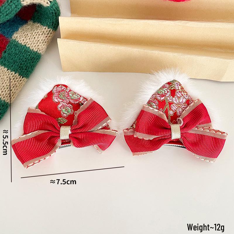 Festive Red New Year Headdress for Girls