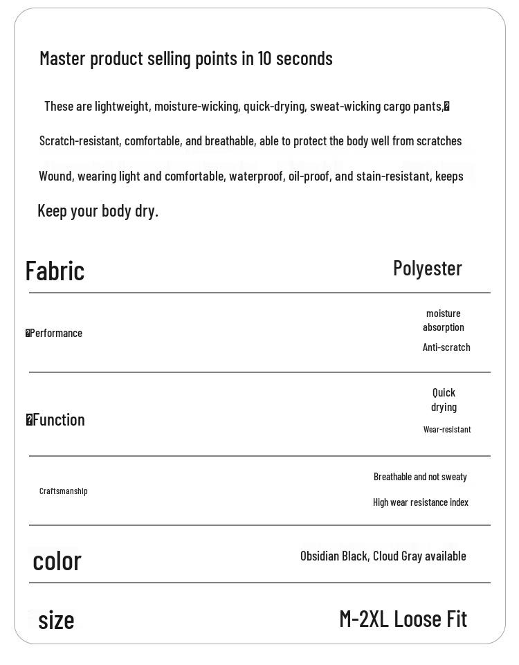 MMOPTOP Men's Quick-Dry Outdoor Cargo Pants MIZ03