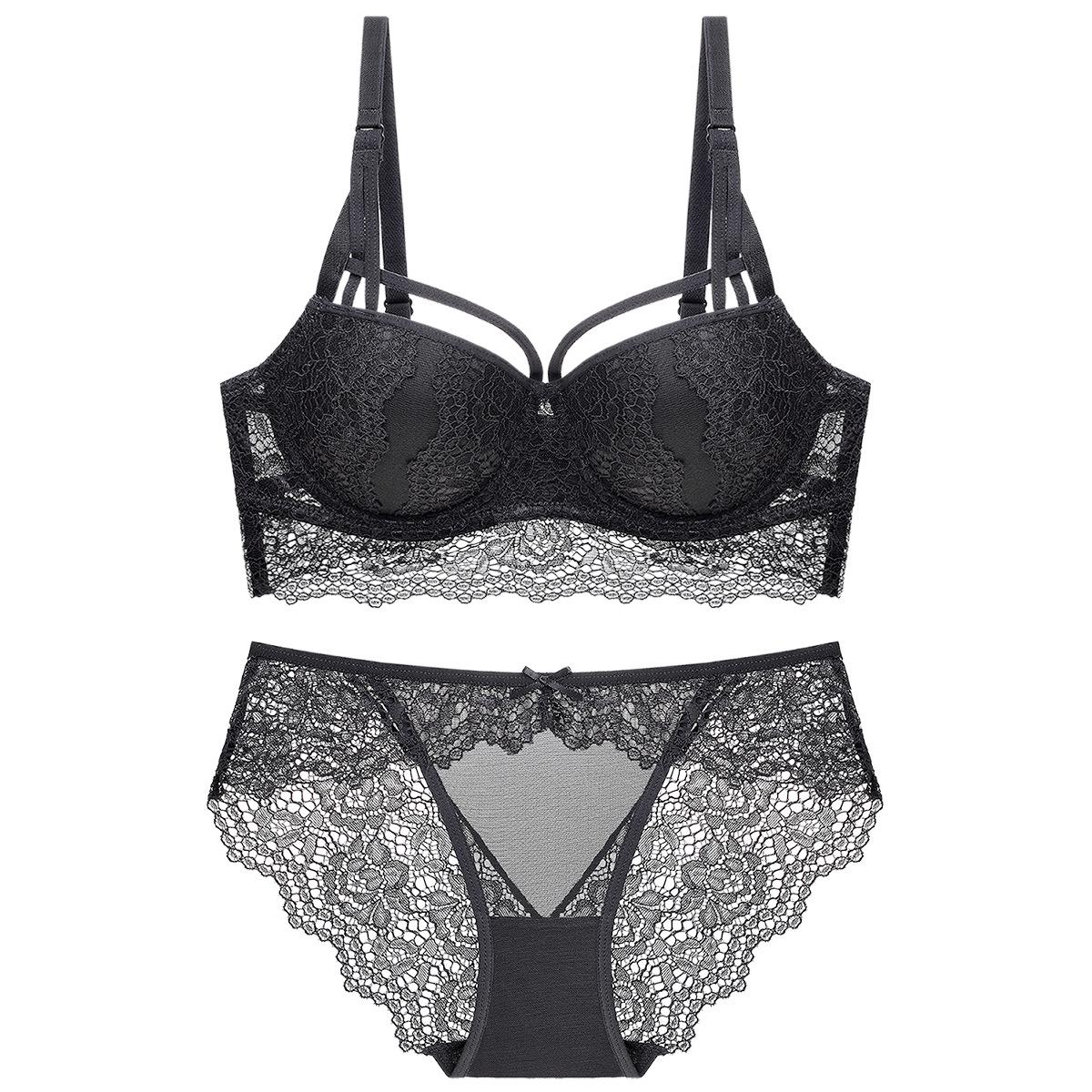 

European & American Sexy Lace Push-up Bra Set for Women & Girls, Style 1824 75B чёрный