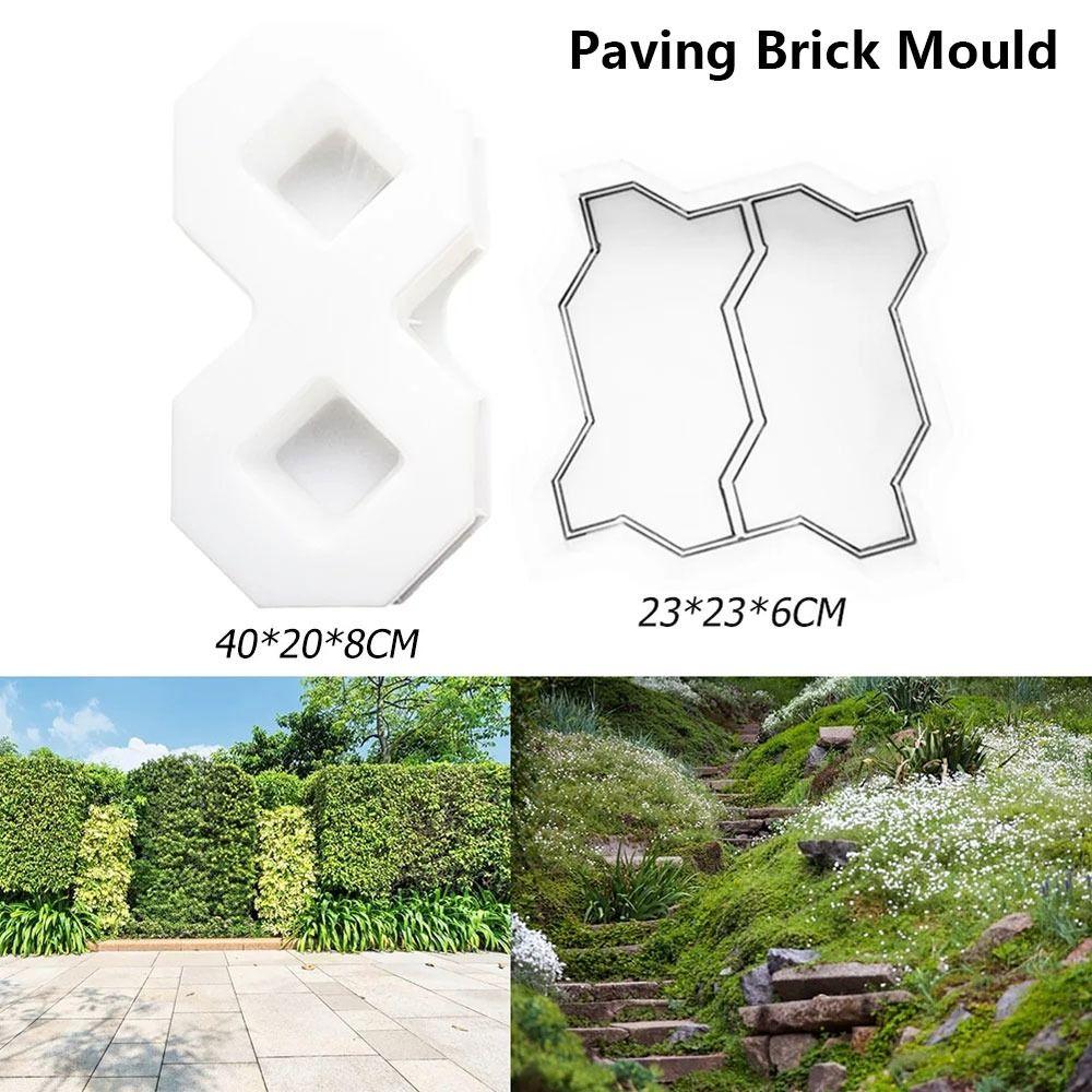 1 Stück Neue 8-Form Pflastersteinform Kunststoff Wiederverwendbar Betonwegmacher Form DIY Doppel-S-Wegmacher für Rasen Terrasse Hof Garten