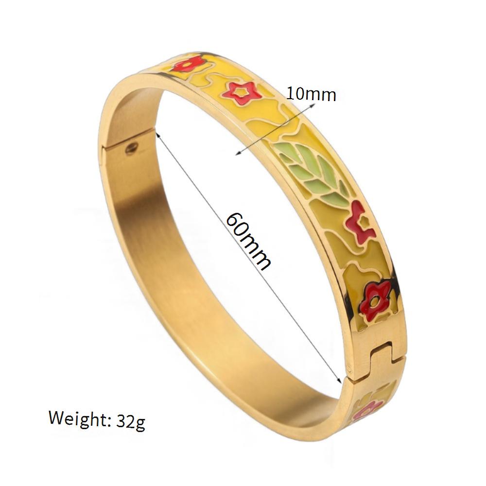 Bracciale Geometrico Aperto in Metallo Color Oro Acciaio Inossidabile Smaltato Vintage, Gioiello da Polso Geometrico Allargato Apribile, Regalo Quotidiano da Polso per Donna