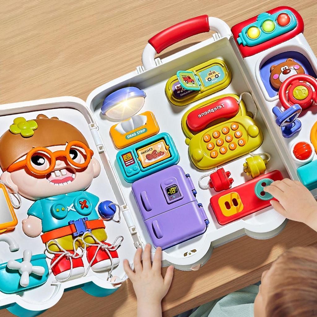 Toddlers Busy Board with Music and Lights Logical Thinking Travel Toy Sensory Activity for