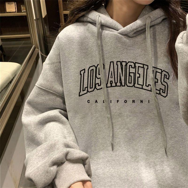 Womens Oversized Hooded Sweatshirt Letter Print Casual Fall 2026 Loose Fit Top