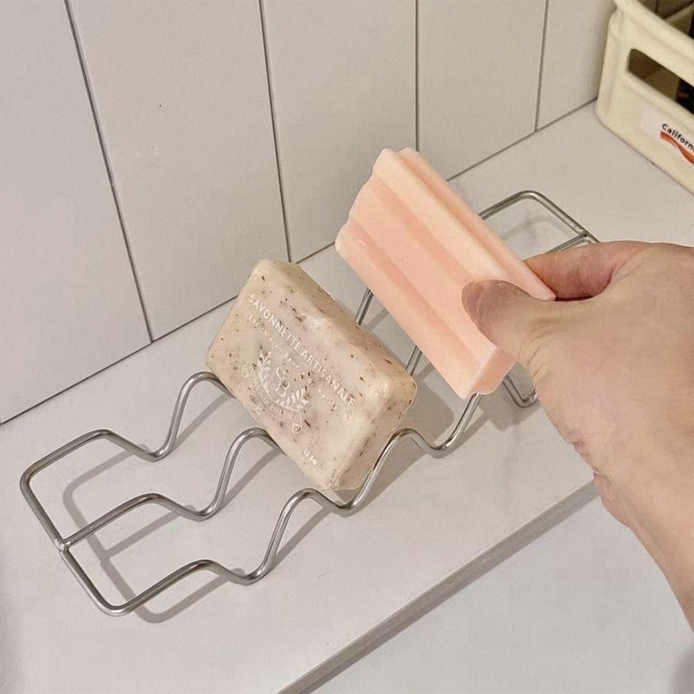 Minimalist Style Stainless Steel Soap Rack Moisture-Proof Wall-Mountable Soap Dish Waterproof Draining Rack Household Use
