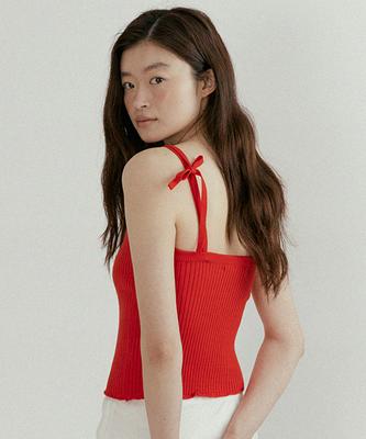 Lingseoul Ribbed Bustier Knit-Red