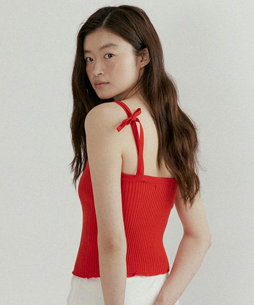 Lingseoul Ribbed Bustier Knit-Red