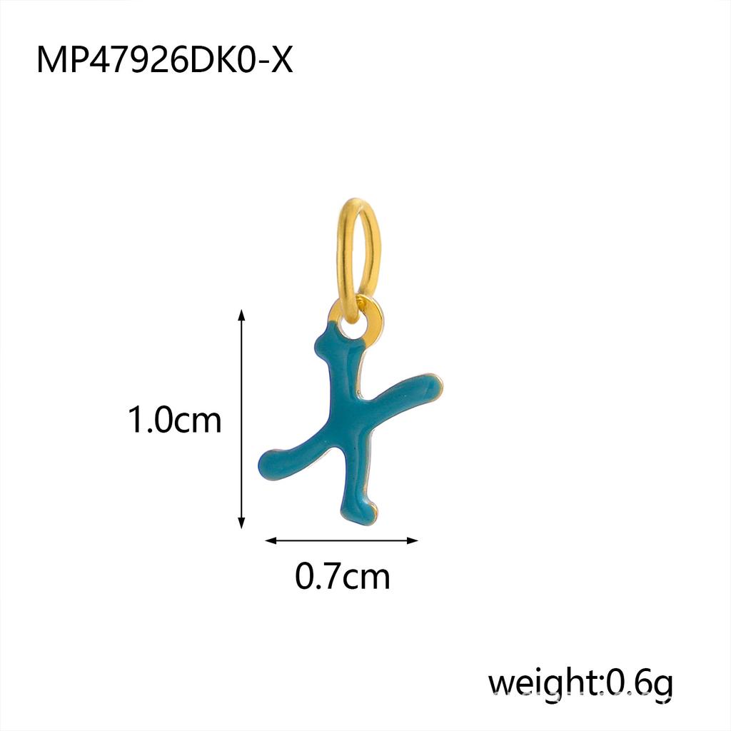 CARLIDANA Simple Gold Plated Stainless Steel Jewelry Alphabet Pendant Small Mini Colorful Oil Drop Initial Letter Necklace
