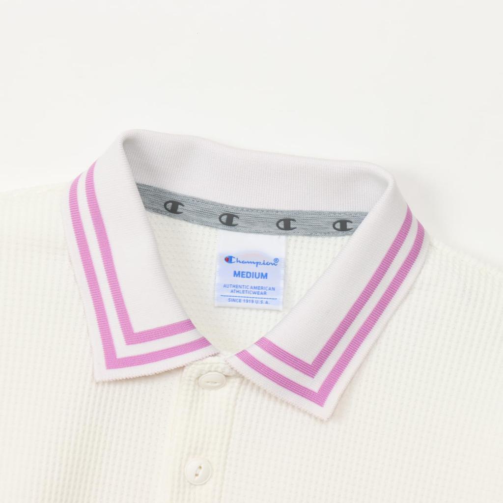 Champion Golf Long Sleeve Polo UV with Logo Women's Shirt, CW-AG407, Off-White, Protection, Quick-Drying, Warm, One-Point