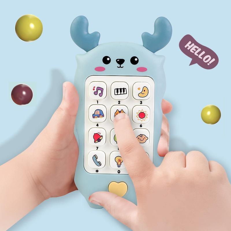 Kids Learning Phone Toy Educational Music Story Bilingual Development with Interactive Light-Up Buttons