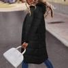Winterjacke für Damen, lang, mit Baumwolle gefüttert, warm, schwarz, langärmelig, Reißverschlüsse, lockere Damenjacke, neue trendige Freizeitkleidung für Damen