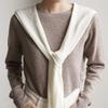 Ladies' Round-neck Pullover Slim Solid Color Sweater Versatile Long-sleeved Casual Knitted Sweater