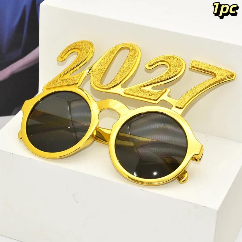 2027 Number Eyeglasses Happy New Year Glasses Diamond Glitter Sunglasses Cosplay Prop Xmas Party Decoration Funny Glasses