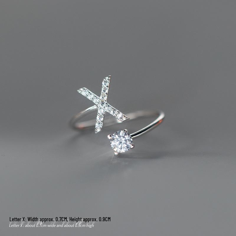 Women's Alphabet Rings: Unique Japanese and Korean Style, Plain Band, Open Design for Index Finger.