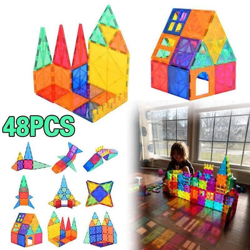 Colorful Magnetic Building Blocks Educational Toy Set 48pcs Gift Box Packaging
