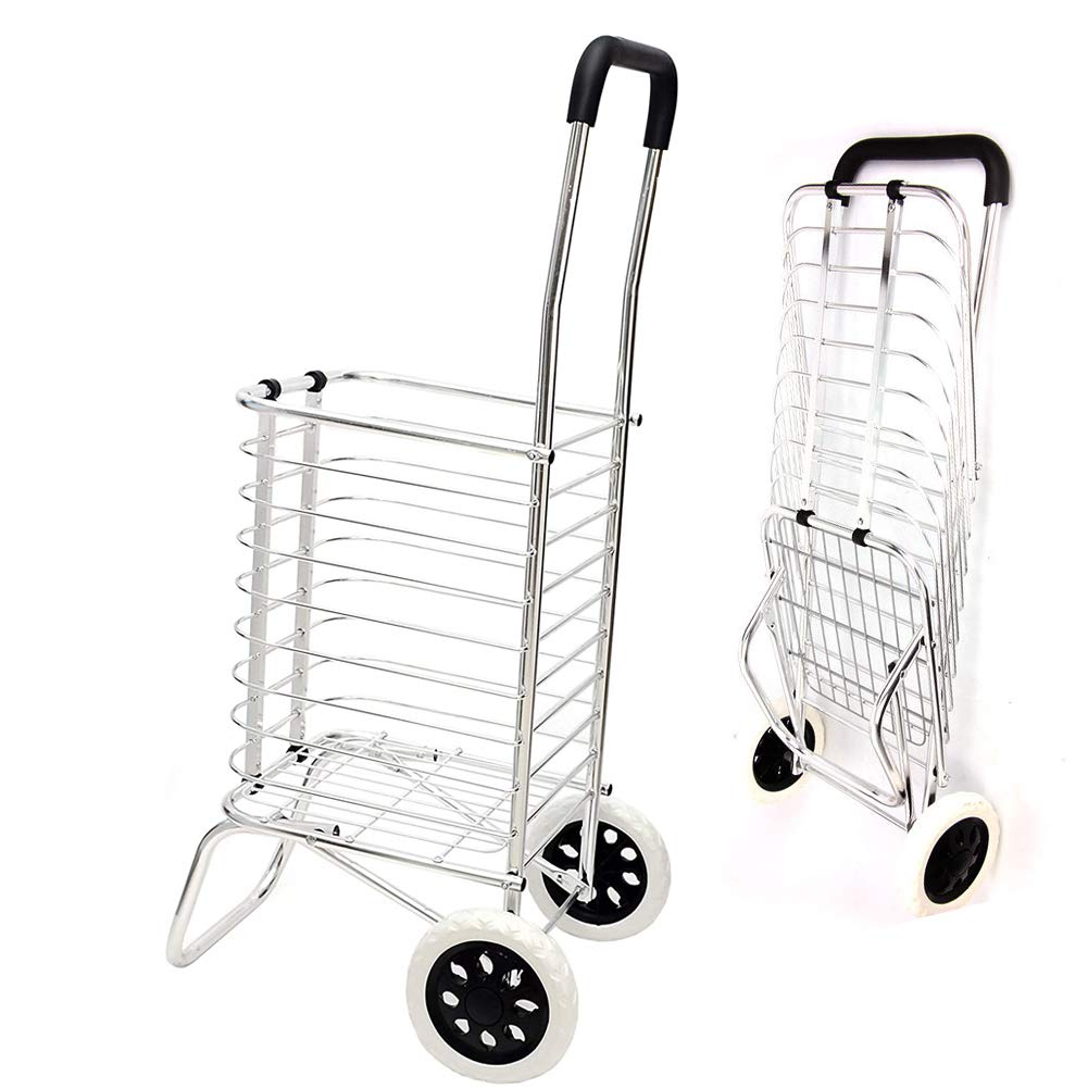 

BQKOZFIN Folding Shopping 36L Ultra Carry Shopping Easy Convenient Load Capacity Width 44 x Depth 38 x Height 91cm Cart, Aluminum, Capacity,