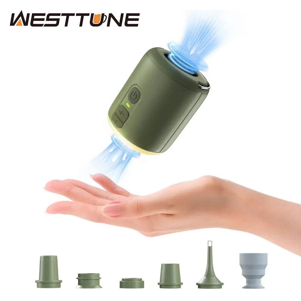

WESTTUNE Мини-насос для воздуха с кемпинговым фонарем, 4,5 кПа, с магнитным дизайном, для надувных матрасов, спальных ковриков United States