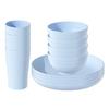 ZISIZ 24-Piece Round Blue Plastic Dining Set