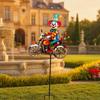 Spinning Clown Motorcycle Wind Spinner, Rotating Wheels Metal Kinetic Yard Art with Stake, Weatherproof Windmill Sculpture for Outdoor Lawn Patio
